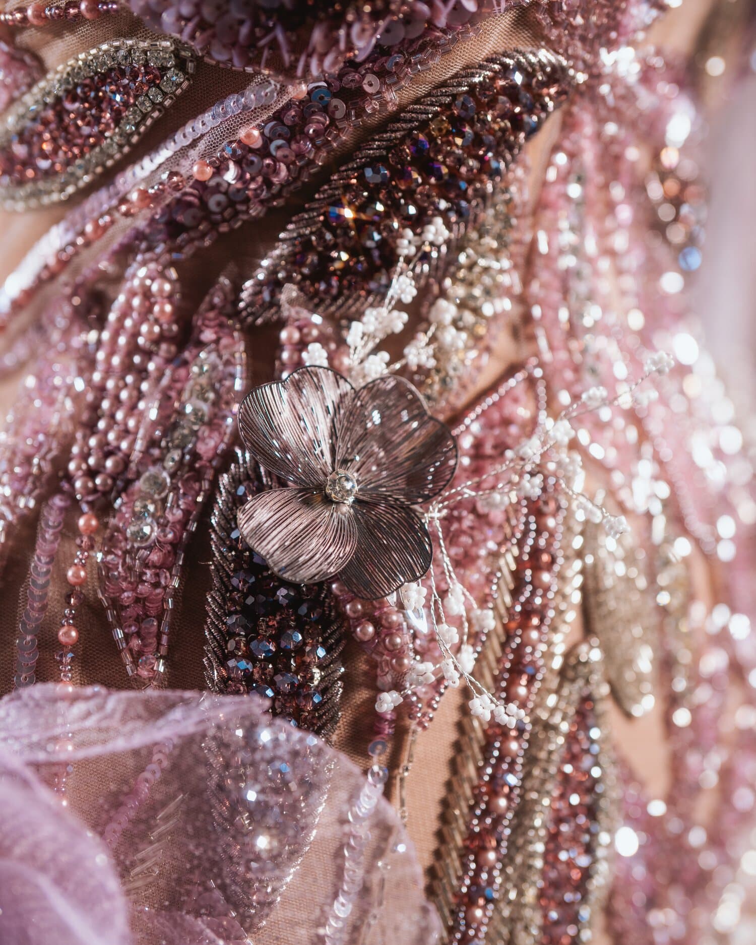 ELOWEN — lilac gown with organza roses and tulle hem (view 4)