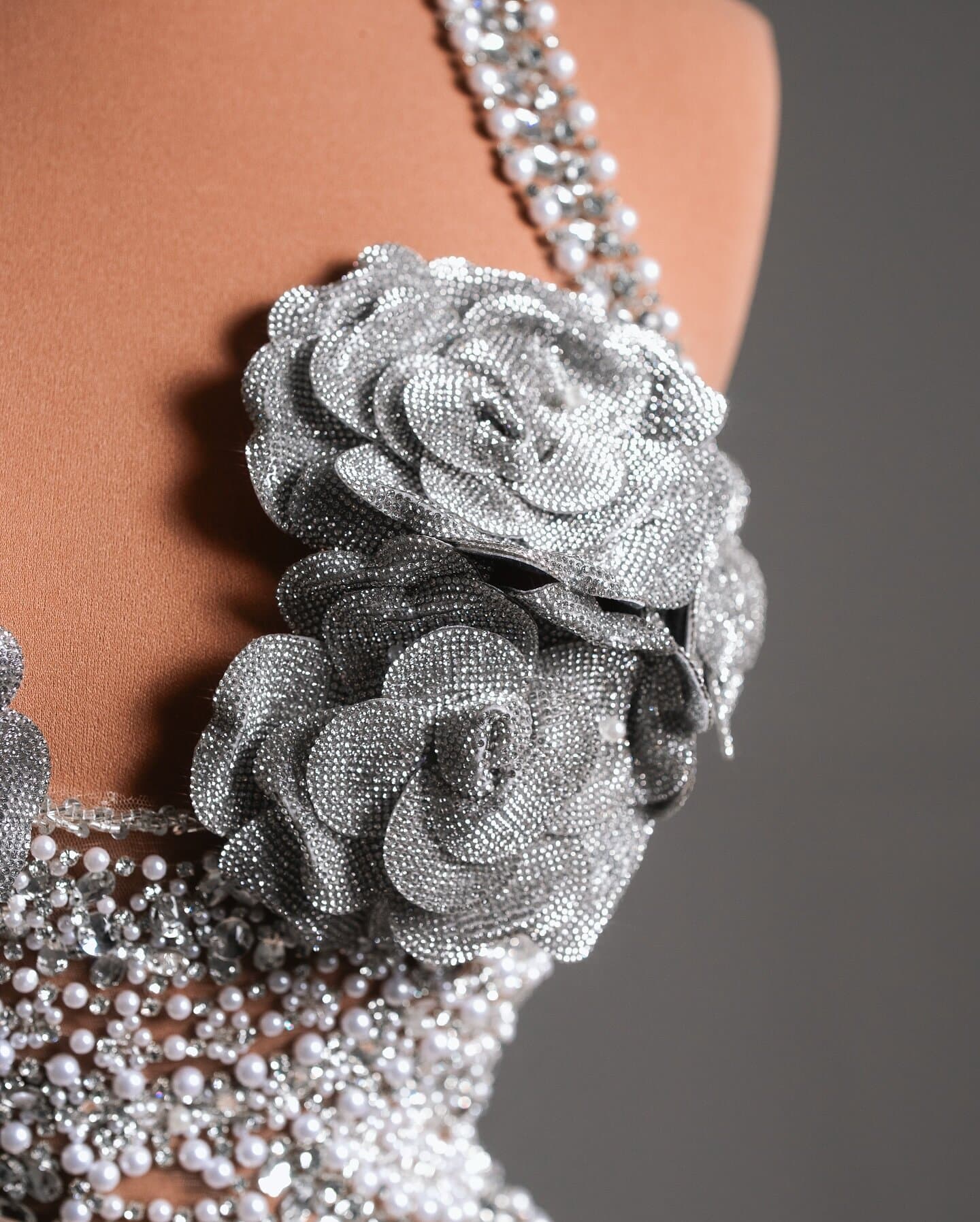 MAYLIS — champagne satin mermaid gown with silver flower bodice (view 3)