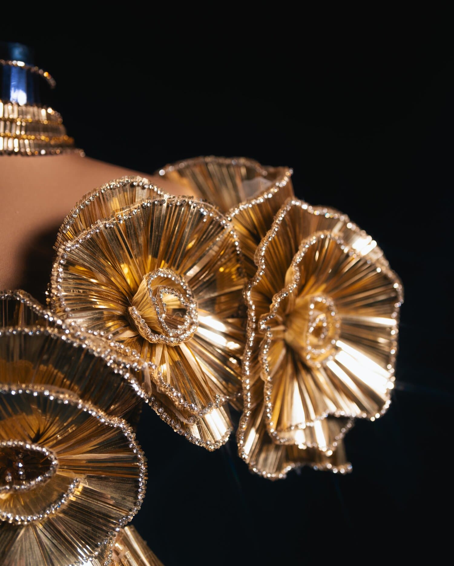 ROSALIND — striped gown with cascading gold roses and choker (view 4)