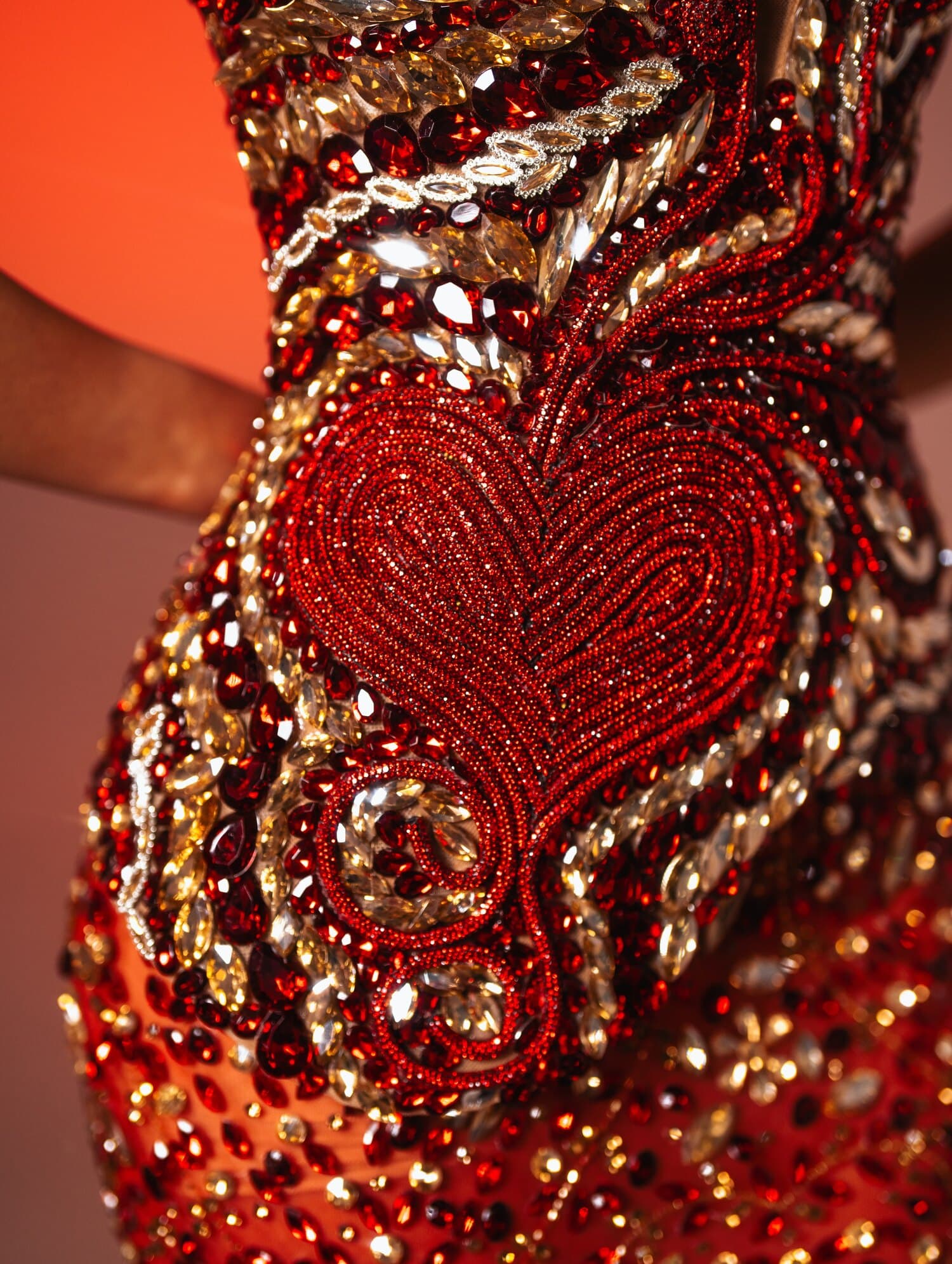 AMARYSS — beaded crimson heart and gold crystal detail, ÉCLAT collection by BLINI