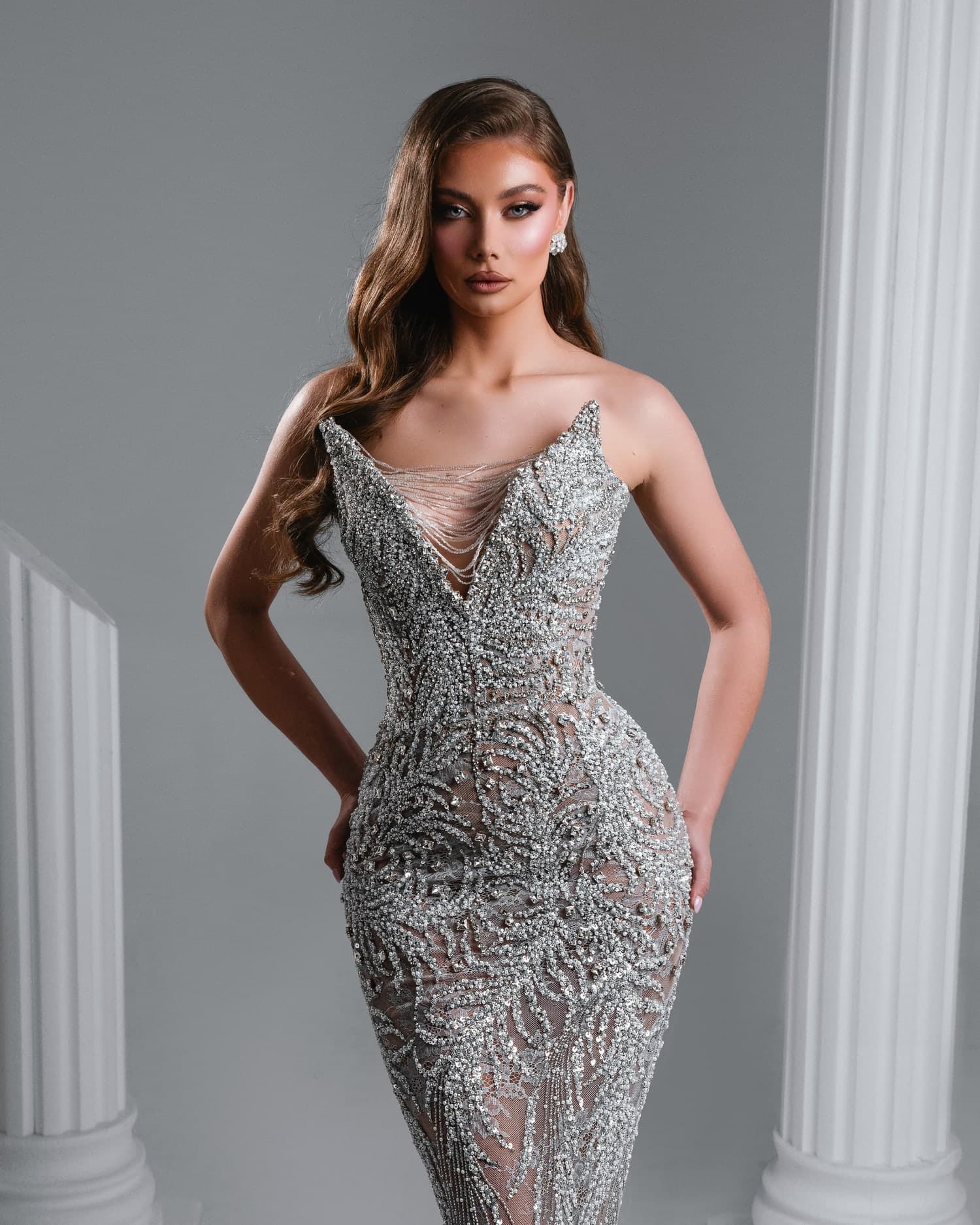 CELESTA — full silhouette silver crystal mermaid