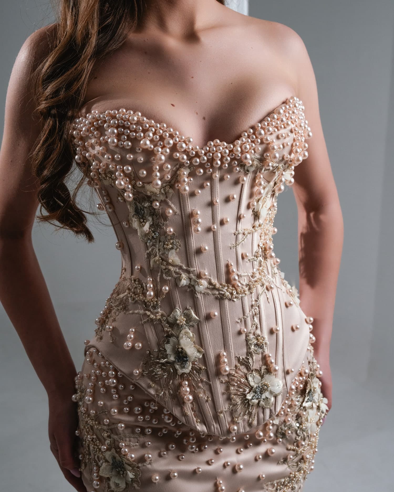 PERLA — pearl-encrusted corset gown