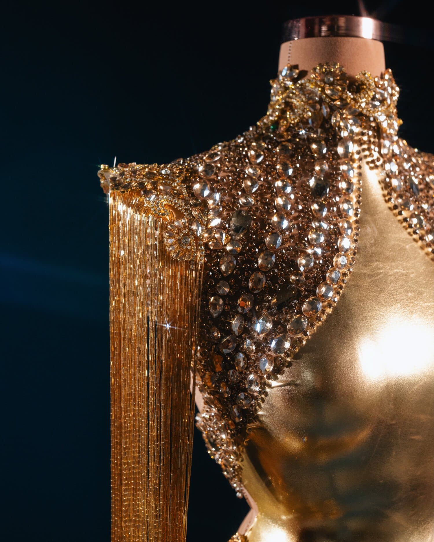 CATERINA — gold chain fringe gown with crystal bodice (view 3)