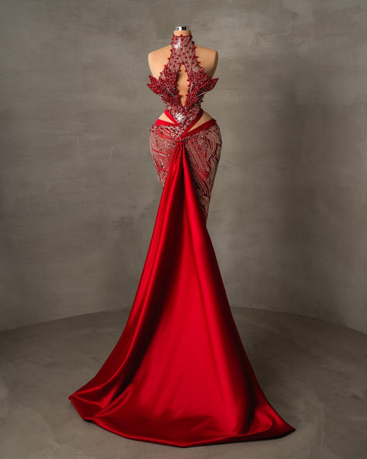 Alanna Red Dress with Pearls - BLINI