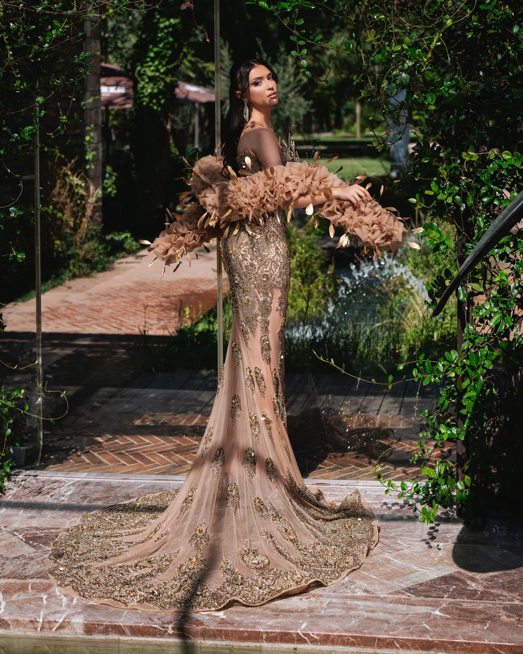 Alinaa Sleeveless Dress with Intricate Crystal Embellishments - BLINI