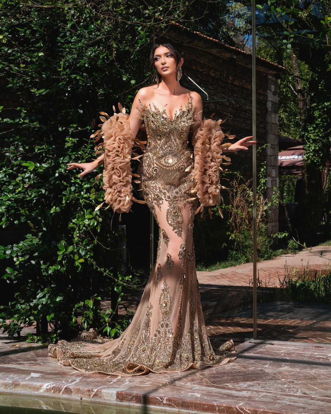 Alinaa Sleeveless Dress with Intricate Crystal Embellishments - BLINI