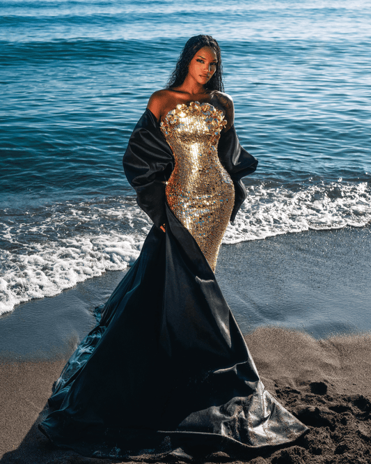 Alore Sleeveless Sequin Dess with Sea Deatails and Flowers - BLINI