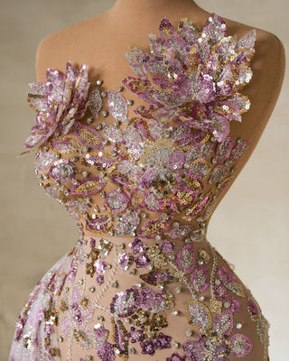 Close-up of sleeveless dress with shimmering sequins