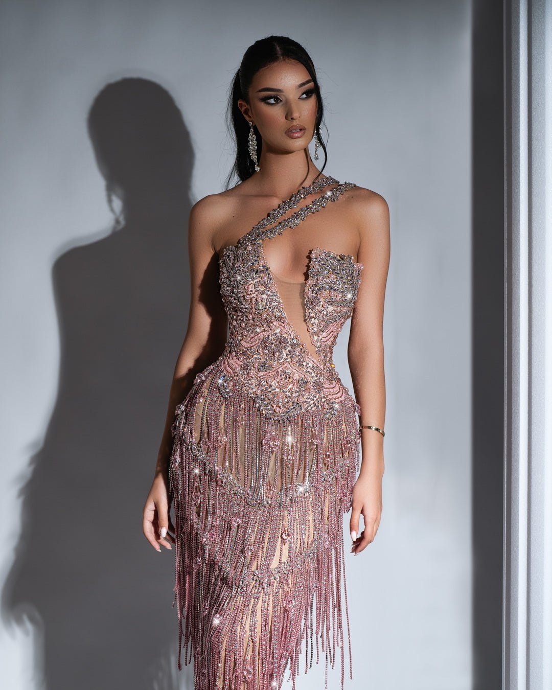 Andrée Light Pink Dress with Tassels and Crystals - BLINI