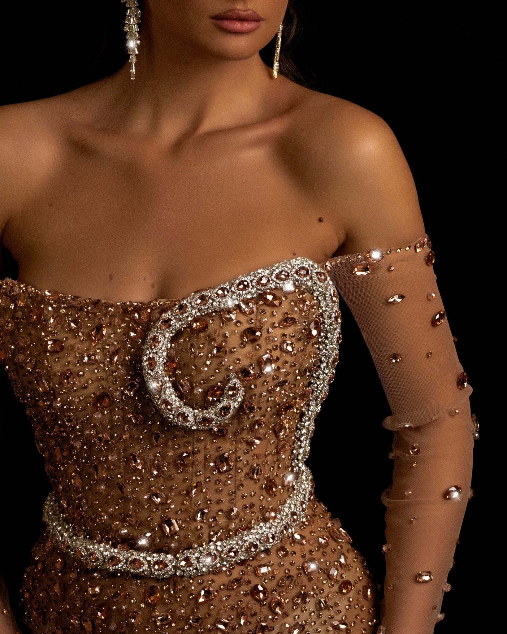 Anya Off Shoulder Dress with Snake and Stones - BLINI