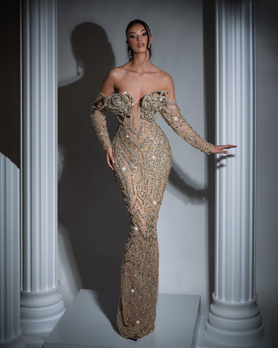 Aselya Gold Dress with Silver Stones - BLINI