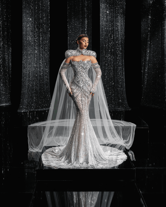 Astaria Bridal Dress with Shoulder Cape - BLINI