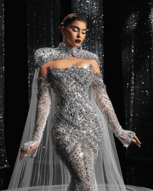 Astaria Bridal Dress with Shoulder Cape - BLINI