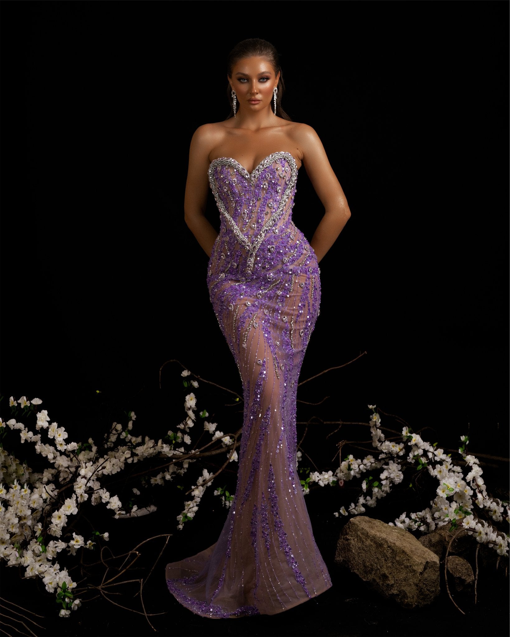 Basil Sleeveless Dress with Snake Stones and Overskirt - BLINI