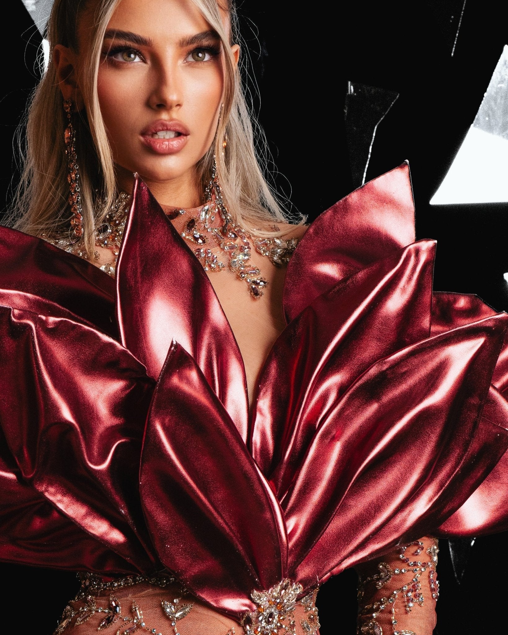 Berista Couture Dress with Stones and Metallic Leather - BLINI