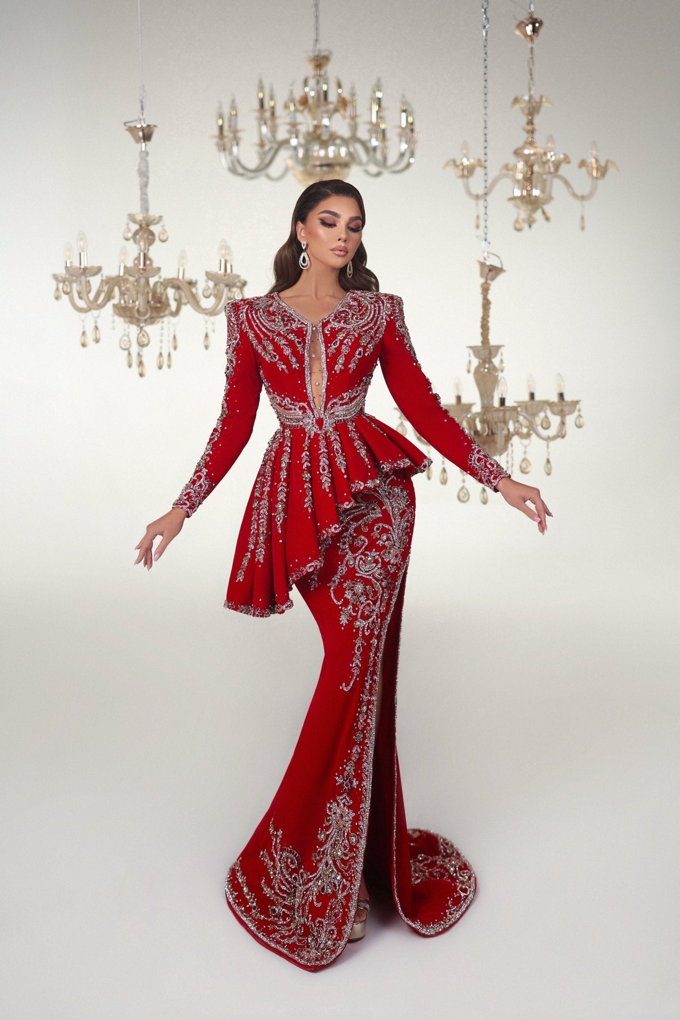 Brilliance Red Dress with Gemstones - BLINI