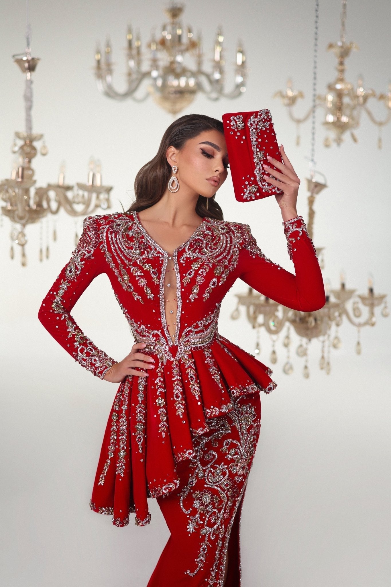 Brilliance Red Dress with Gemstones - BLINI