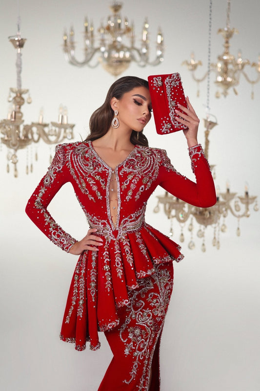Brilliance Red Dress with Gemstones - BLINI