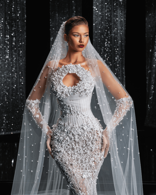 Donale Bridal Dress with Bold Circular Cutout at the Neckline - BLINI