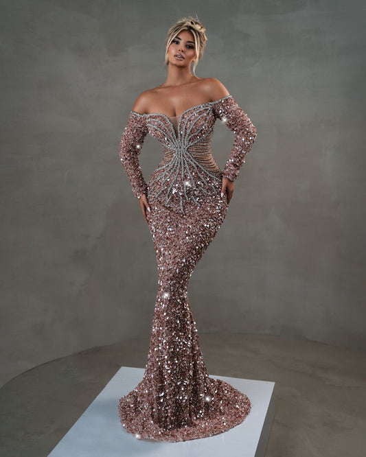 Elaia Light Pink Dress with Sequins - BLINI