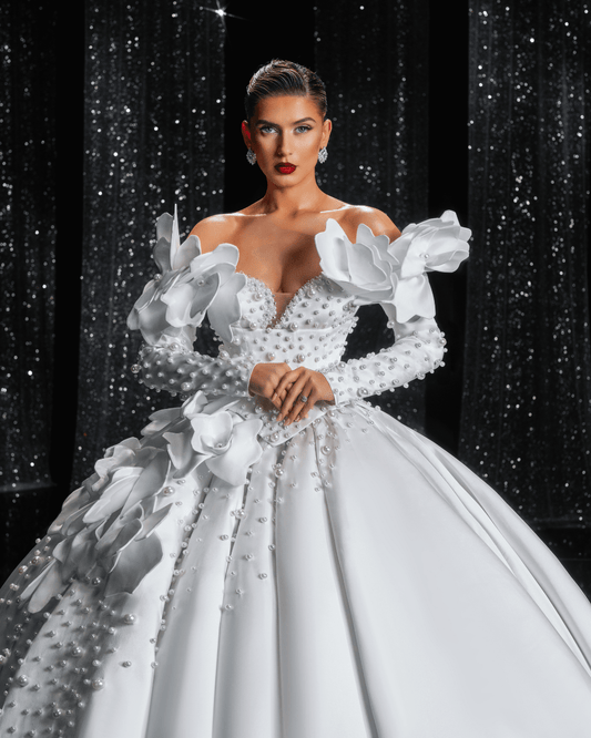 Elarissa Bridal Dress, with Flowers and Pearls - BLINI