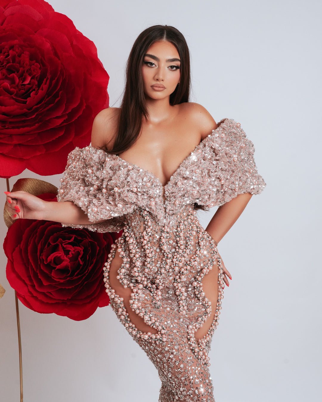 Elianné Off Shoulder dress with Beads - BLINI