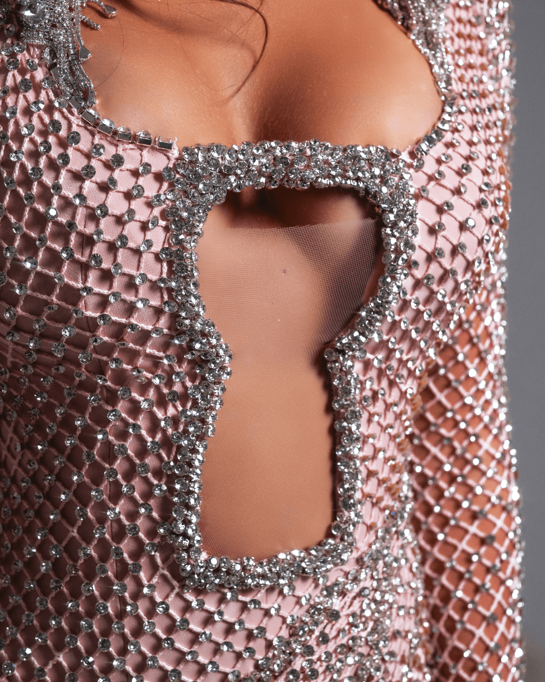 Elnese Pink Long Dress with Cut - Outs and Headscarf - BLINI