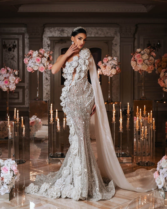 Eloisa Bridal Dress with Pearls and Flowers - BLINI