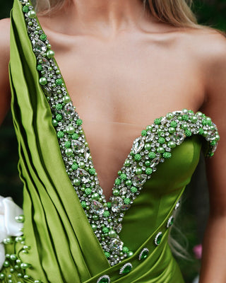 Intricate Beading on Light Green Sleeveless Dress