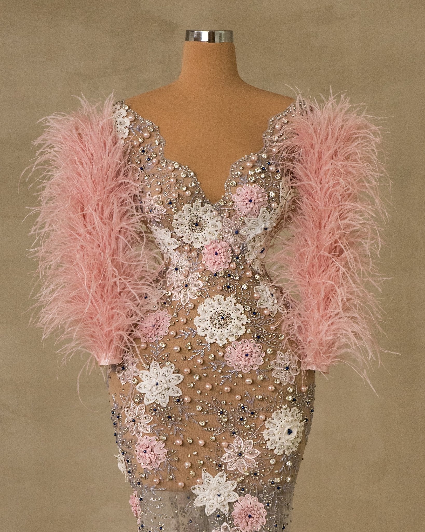 Elvyrha Feather Dress with Flowers - BLINI