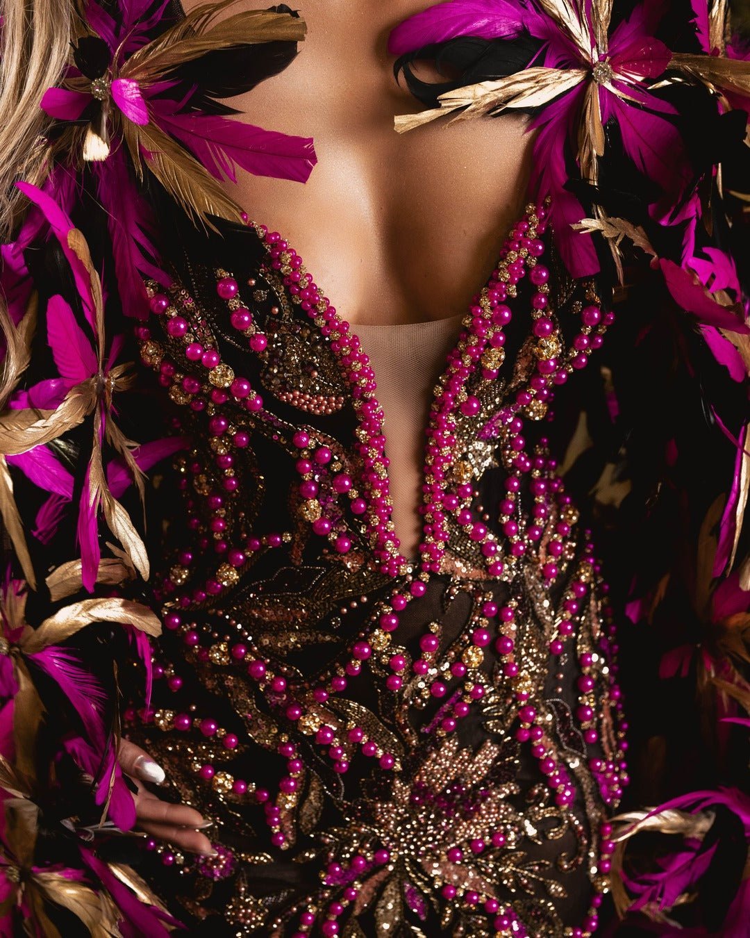 Elysiana Black Dress with Pink and Gold Details - BLINI