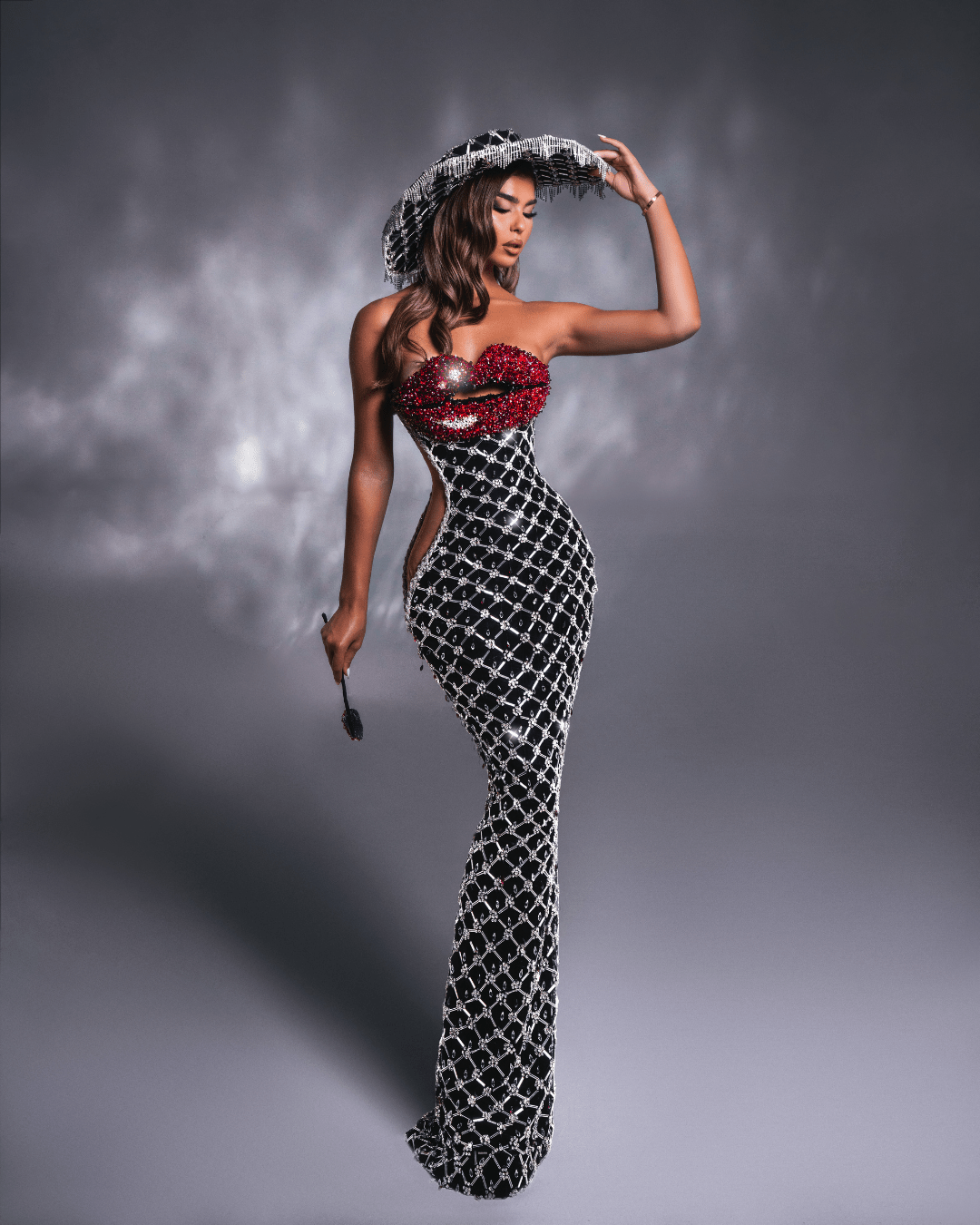 Emonya KIss Black Sleeveless Dress with Fedora Style Hat - BLINI