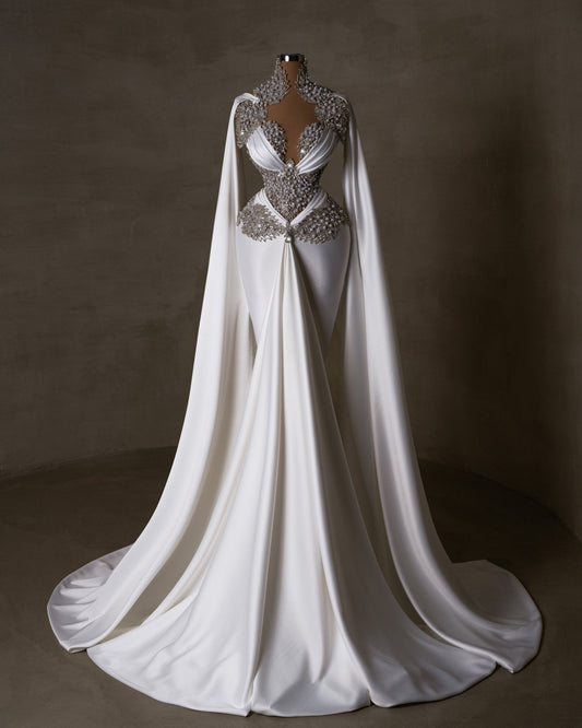 Fiorena Bridal Dress Embellished with Crystals and Pearls - BLINI