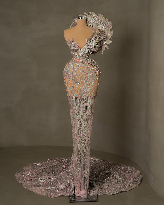 Fleur Silver Dress with Light Pink Details - BLINI