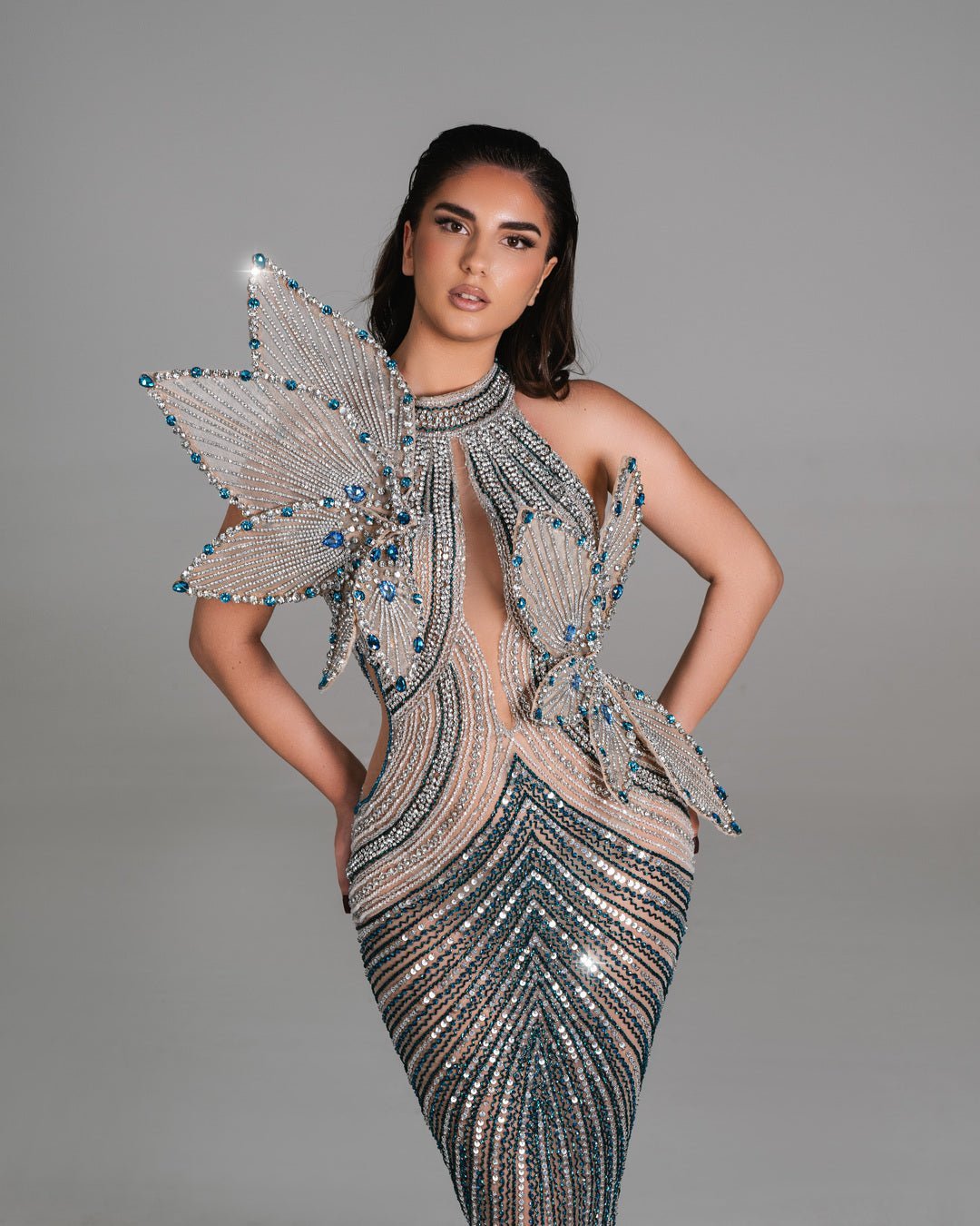 Gressie Long Dress with Petal Design - BLINI