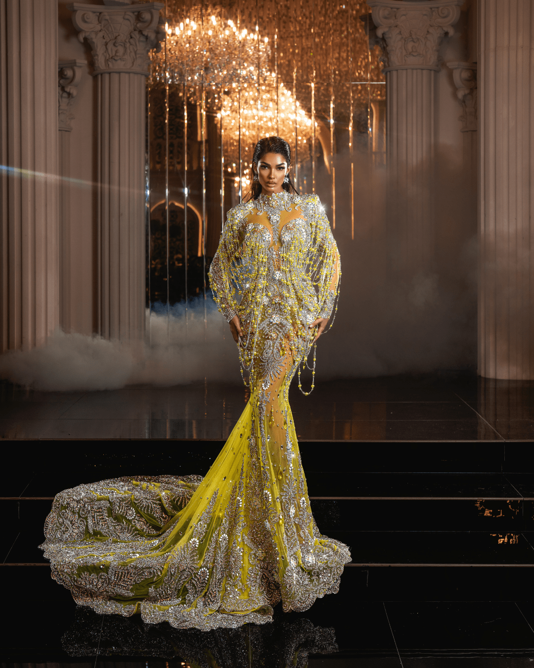 Gyera Yellow Dress with Crystals and Hat - BLINI