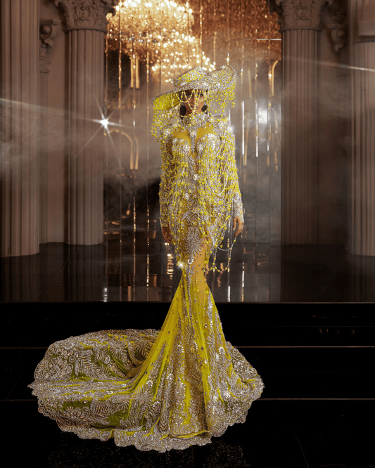 Gyera Yellow Dress with Crystals and Hat - BLINI