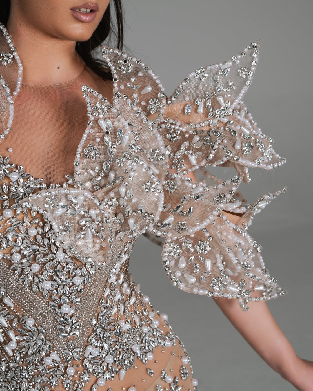 Hazel Silver Dress with Crystal and Fringe Details - BLINI