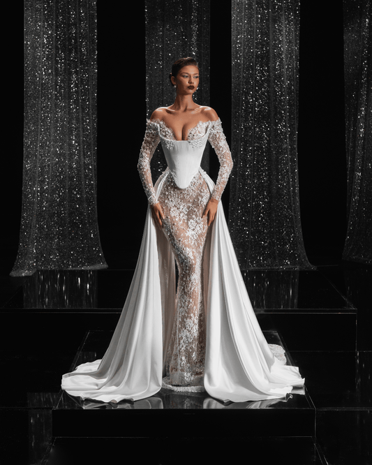 Helsie Bridal Dress Off SHoulder with Cape - BLINI