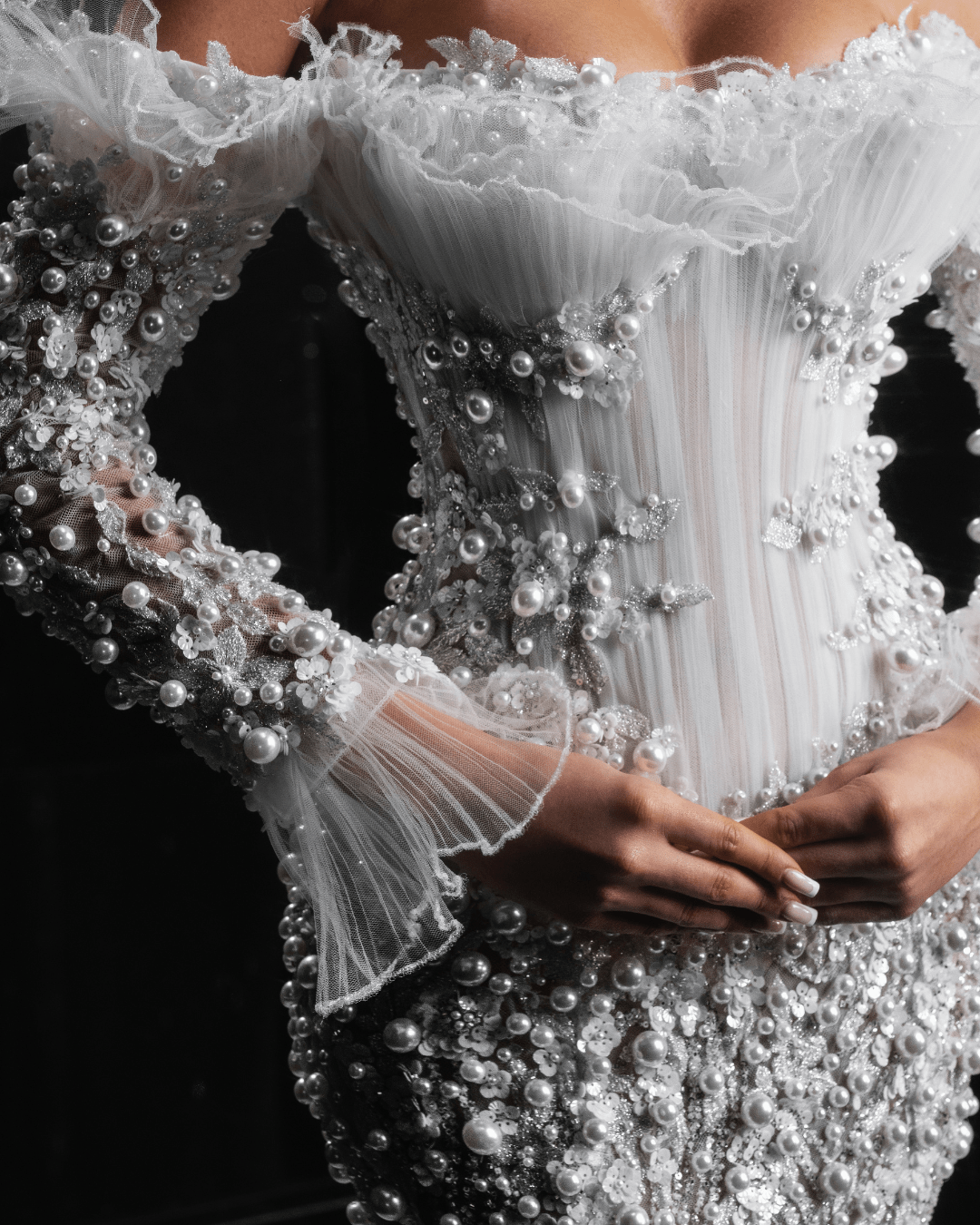 Heressa Bridal Dress Embellished with Pearls - BLINI