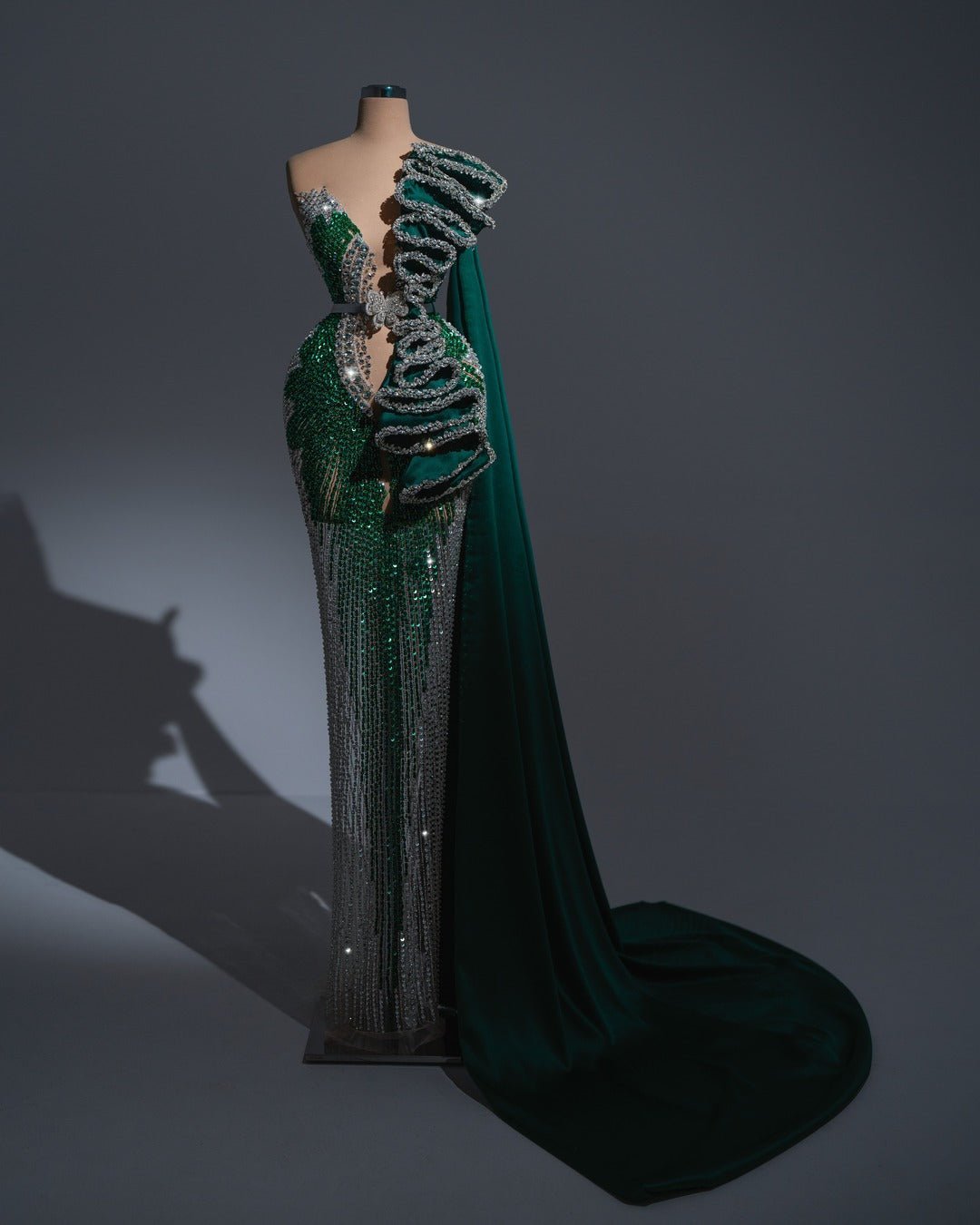 Ilenia Emerald Green Dress with Crystals - BLINI