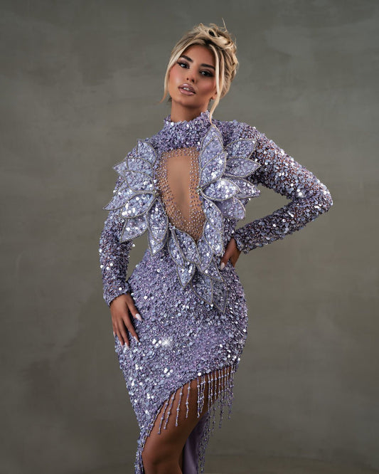 Inara Light Purple Dress with Sequins - BLINI