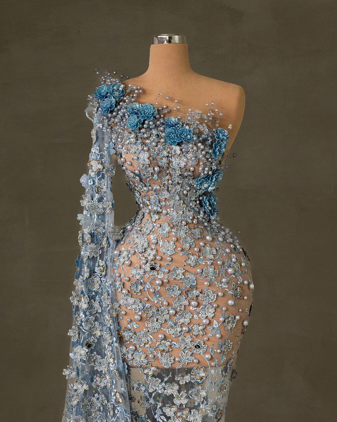 Jasmine Blue Dress with Flowers - BLINI