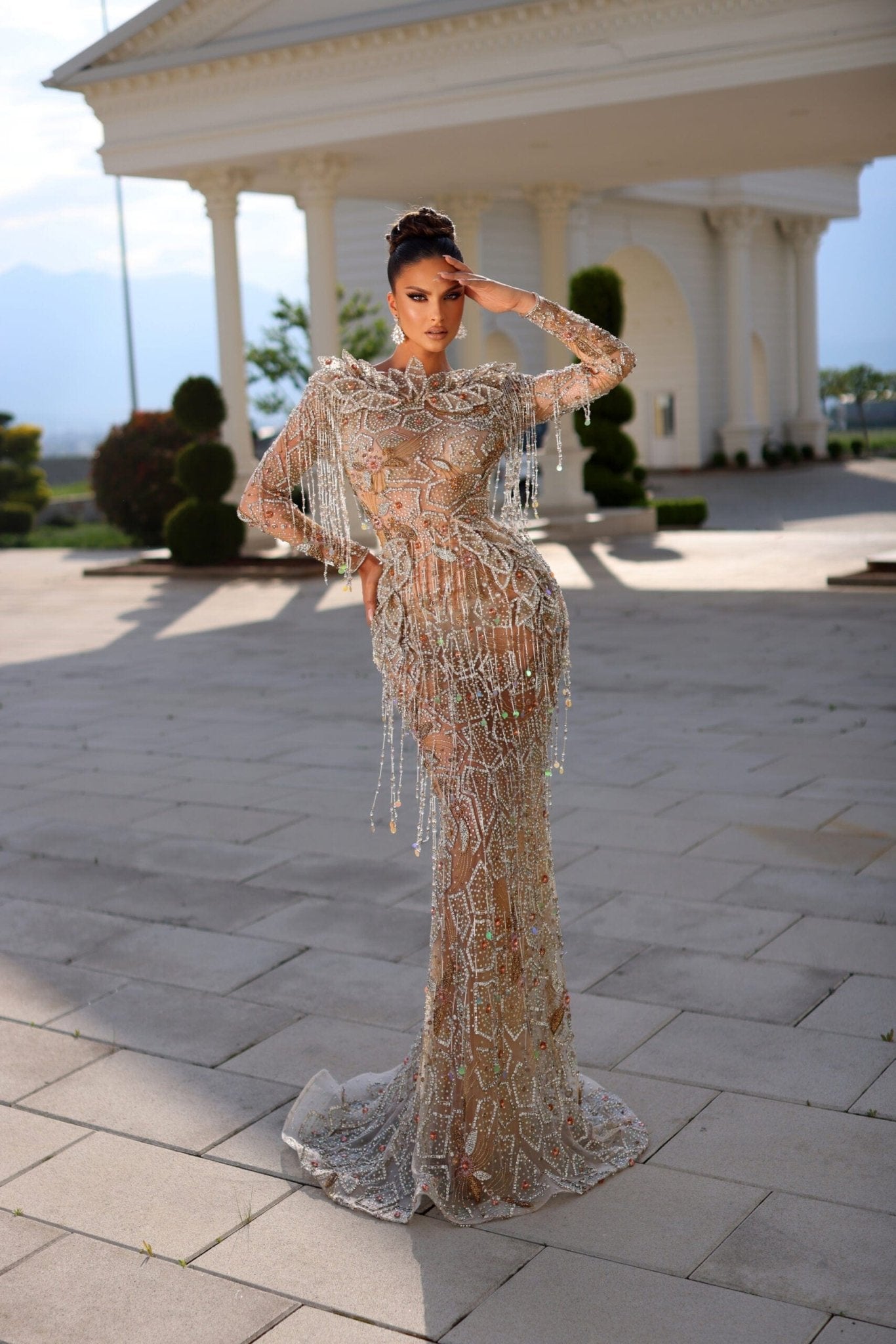 Joanna Silver Dress with Crystals and Tassels - BLINI