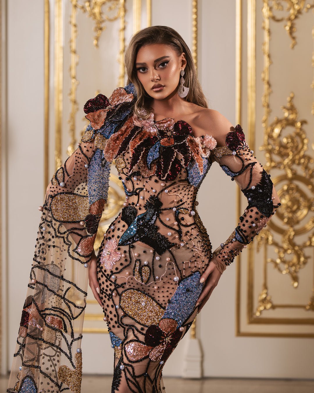 Kailea Dress with Feathers and Beads - BLINI