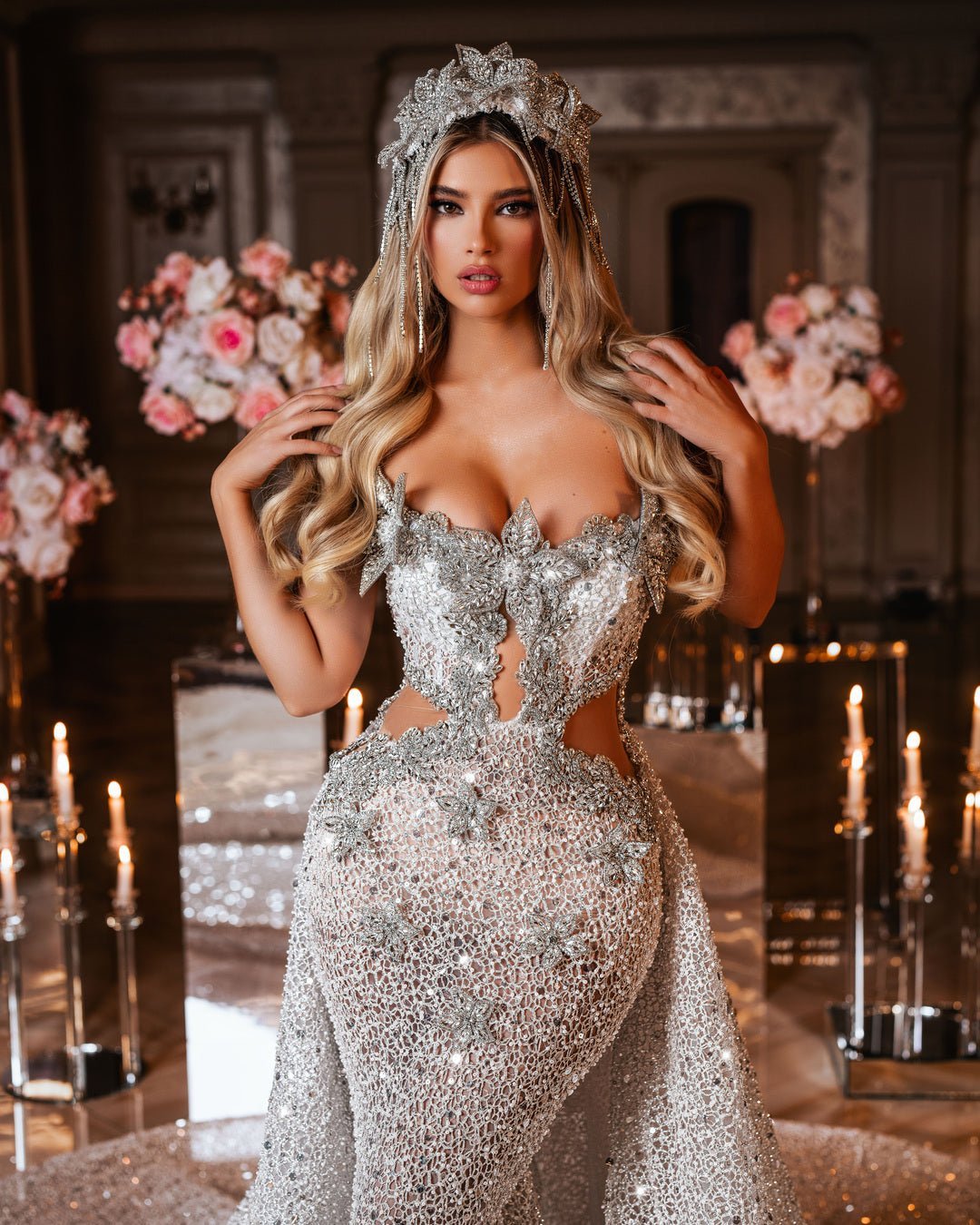 Kalyá Bridal Dress with Crystals and Overskirt - BLINI