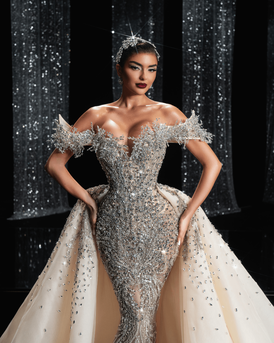 Kolonia Bridal Dress with Crystals and Detachable Overskirt - BLINI