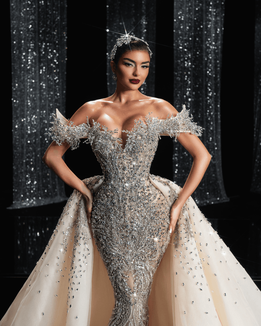 Kolonia Bridal Dress with Crystals and Detachable Overskirt - BLINI
