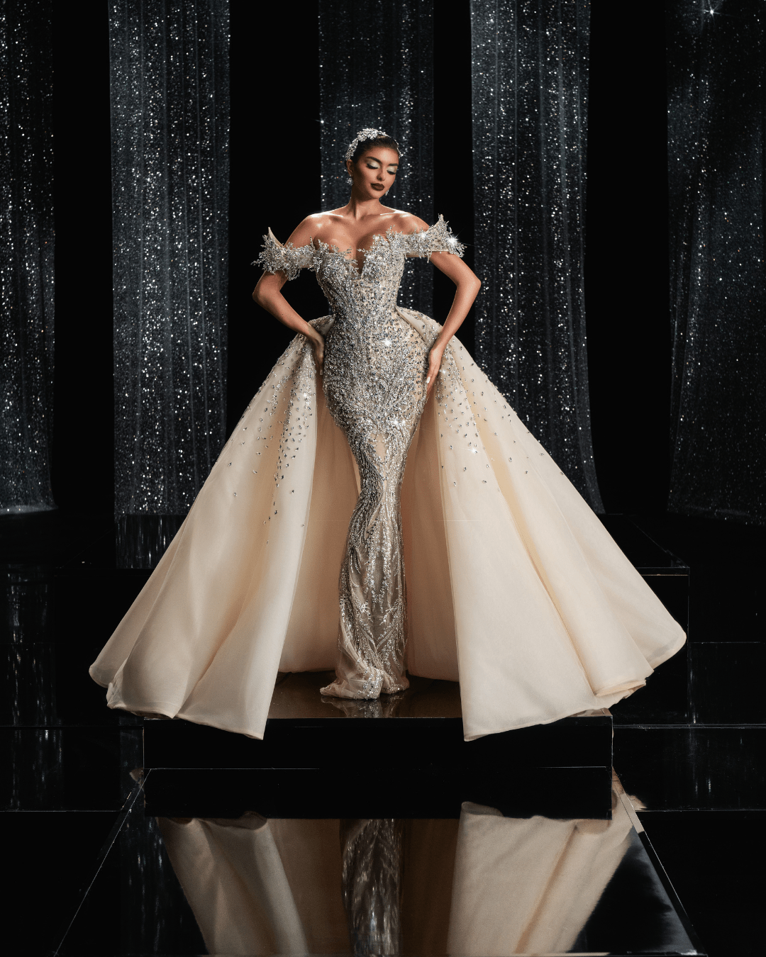 Kolonia Bridal Dress with Crystals and Detachable Overskirt - BLINI