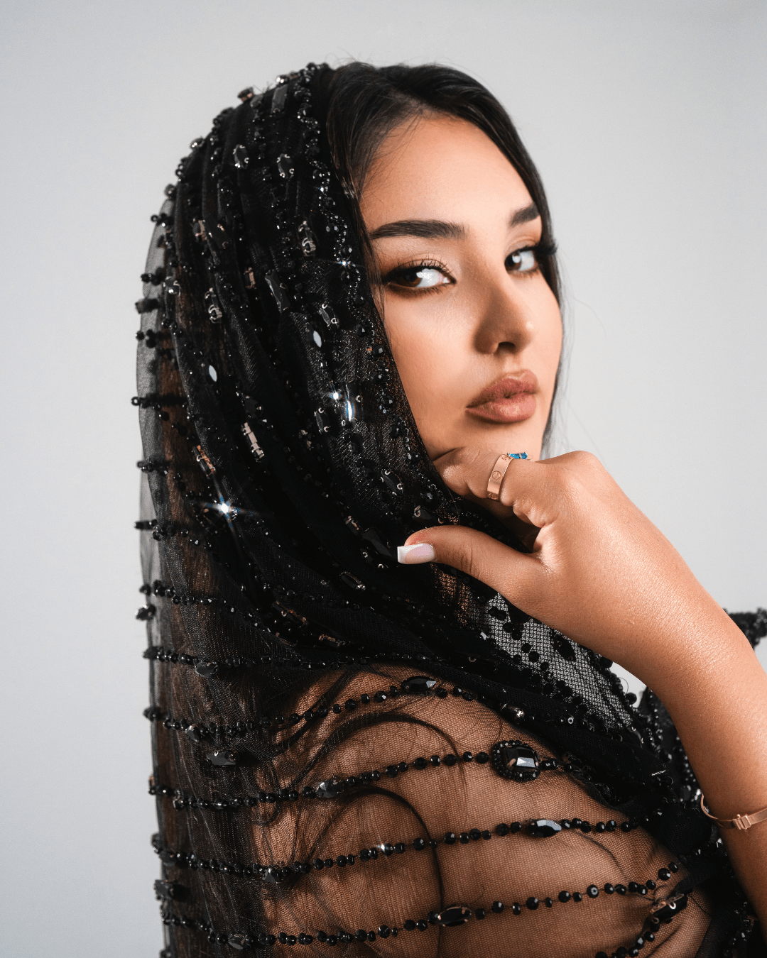 Laeren Black Long Dress with Crystals - BLINI